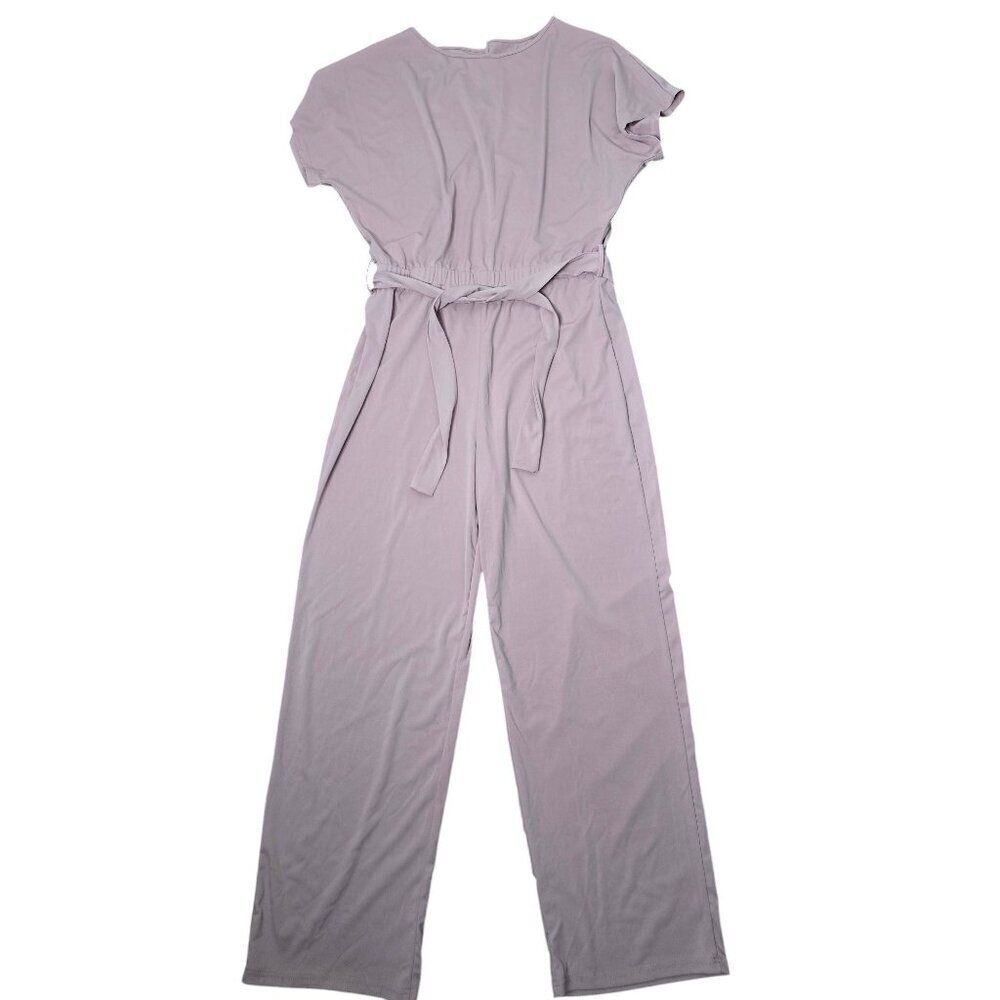 Pink Casual Tie Waist Jumpsuit Playsuit